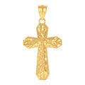 10K Yellow Gold Mens Nugget Cross Religious Charm Pendant