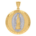 10K Two-Tone Gold Mens Lady Of Guadalupe Pray For Us Religious Charm Pendant