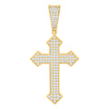 925 Sterling Silver Yellow-Tone Unisex CZ Cross Religious Charm Pendant