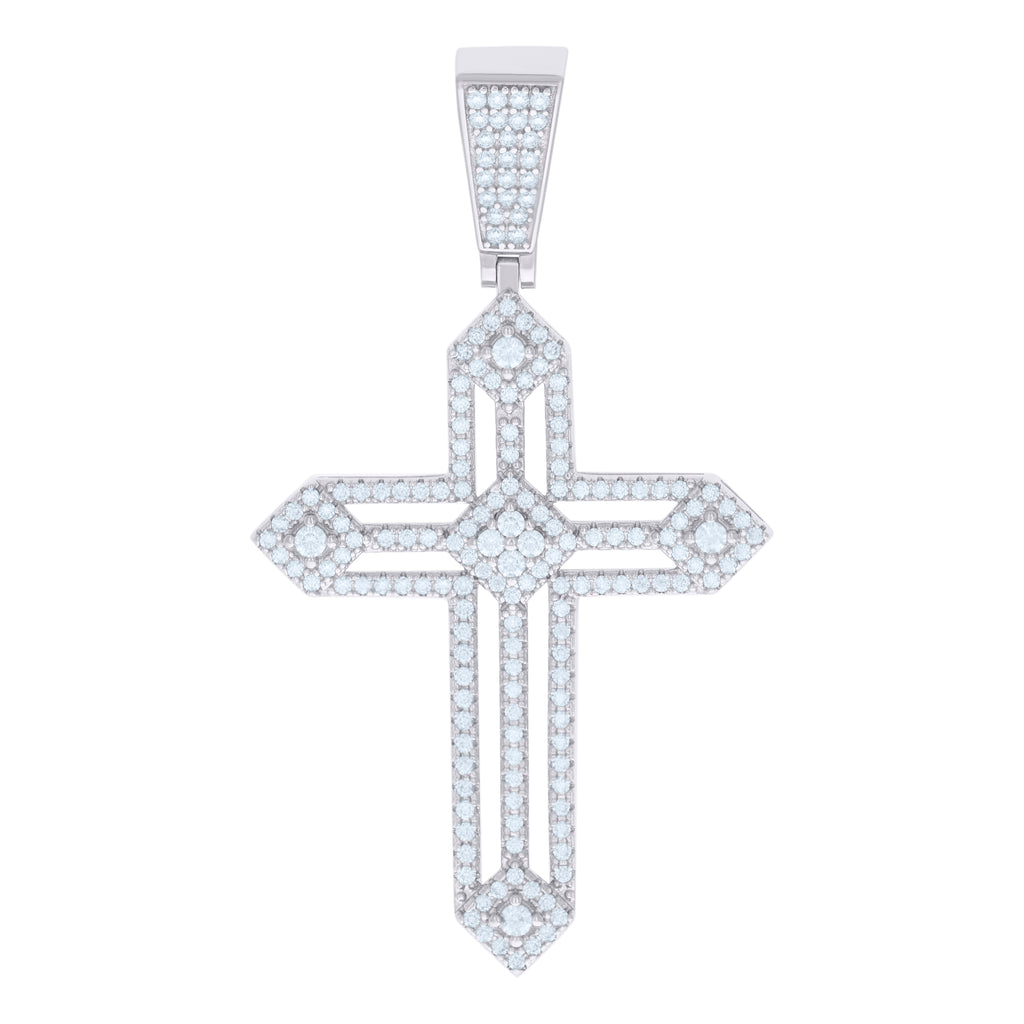 925 Sterling Silver Unisex CZ Cross Religious Charm Pendant