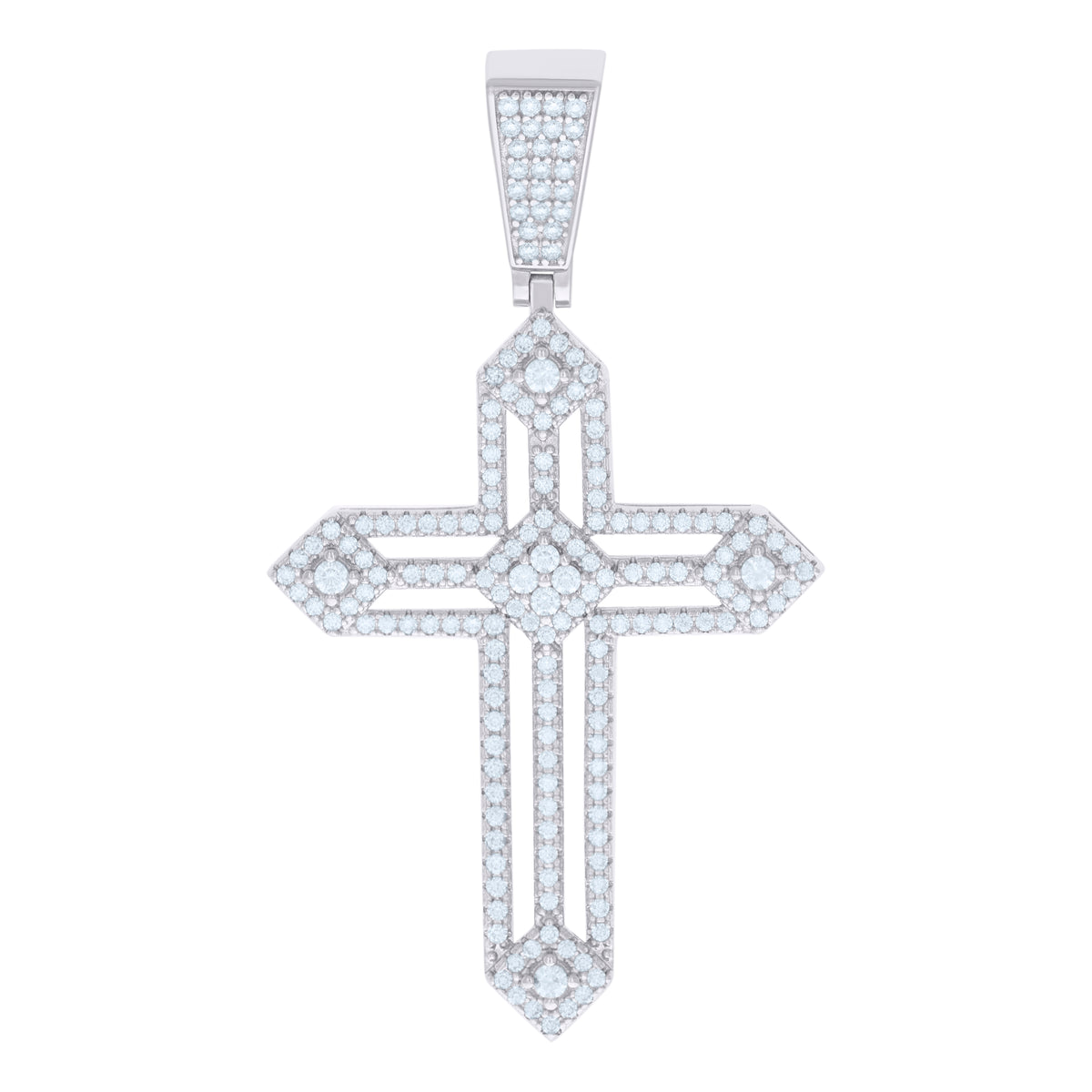 925 Sterling Silver Unisex CZ Cross Religious Charm Pendant