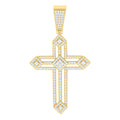 925 Sterling Silver Yellow-Tone Unisex CZ Cross Religious Charm Pendant