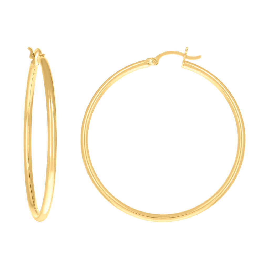 10K Yellow Gold Womens Ultra Light Round Tube 2mmx37mm Hinged Hoops Huggies