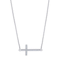 925 Sterling Silver Women Cubic Zirconia Rolo Link Cross Necklace