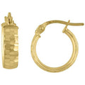 10K Yellow Gold Womens Diamond-cut 4mm X 10mm Hinged Hoops Huggies