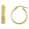 10K Yellow Gold Womens Diamond-cut 4mm X 15mm Hinged Hoops Huggies