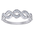 925 Sterling Silver Weaved Size-8 Womens Cubic-Zirconia Ring Band