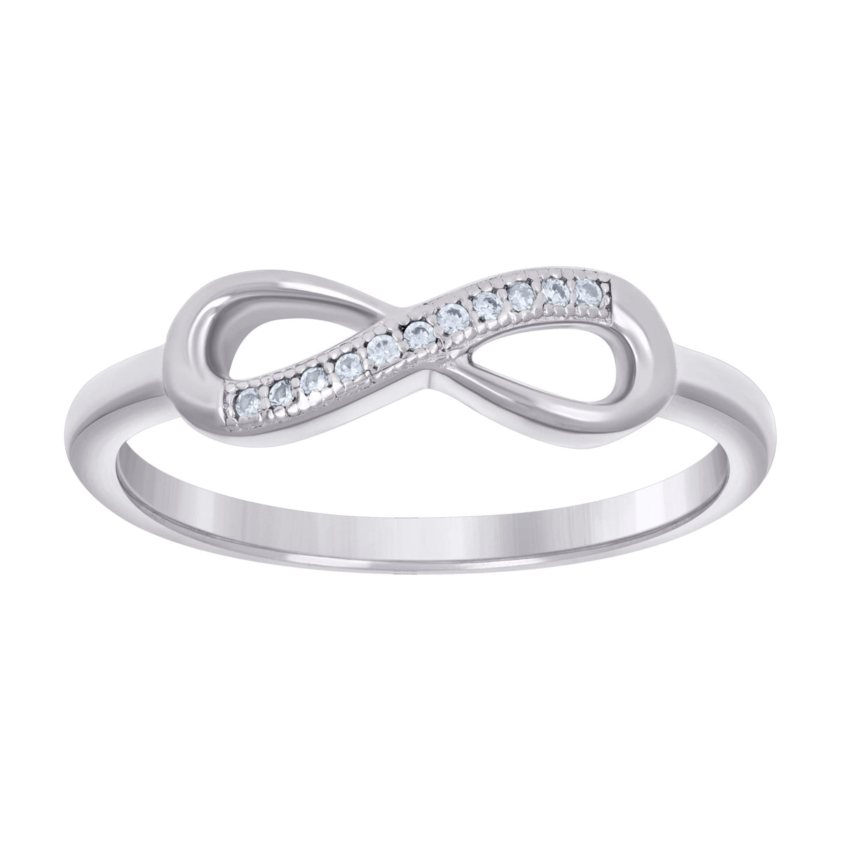925 Sterling Silver Polished Infinity Sizes 6 To 9 Womens Cubic Zirconia Ring Band