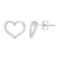 925 Sterling Silver Womens Cubic-Zirconia Heart Stud Earrings