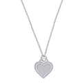 925 Sterling Silver Women Cubic Zirconia Rolo Link Heart Necklace