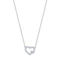 925 Sterling Silver Women Cubic Zirconia Rolo Link Hearts Necklace