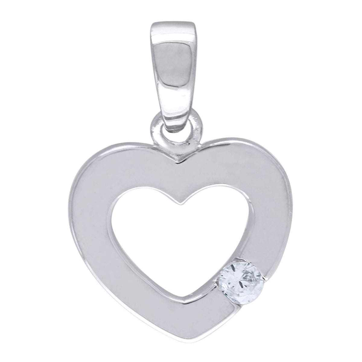 925 Sterling Silver Womens Cz Heart Charm Pendant