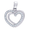 925 Sterling Silver Womens Cz Intertwined Heart Charm Pendant
