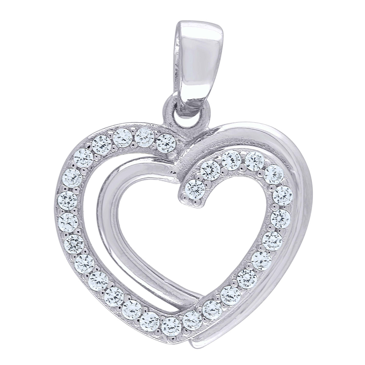 925 Sterling Silver Womens Cz Intertwined Heart Charm Pendant