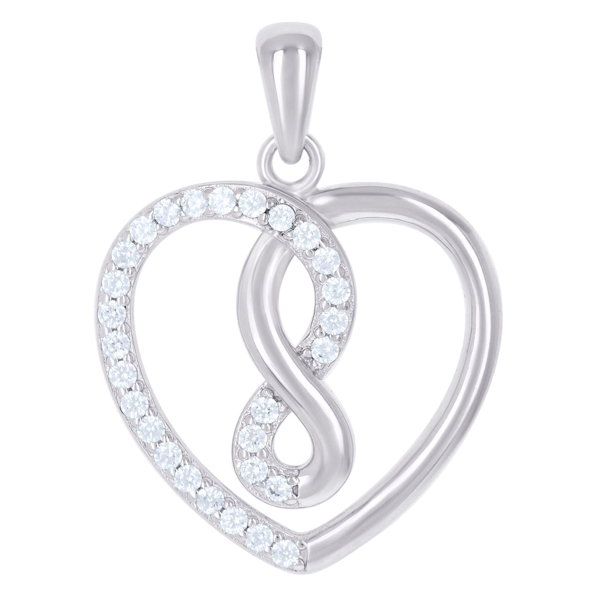 925 Sterling Silver Womens Cz Heart Charm Pendant