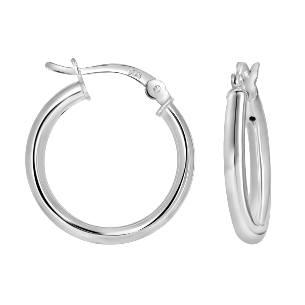 925 Sterling Silver Womens Classic Hoop Earrings 2.5mm