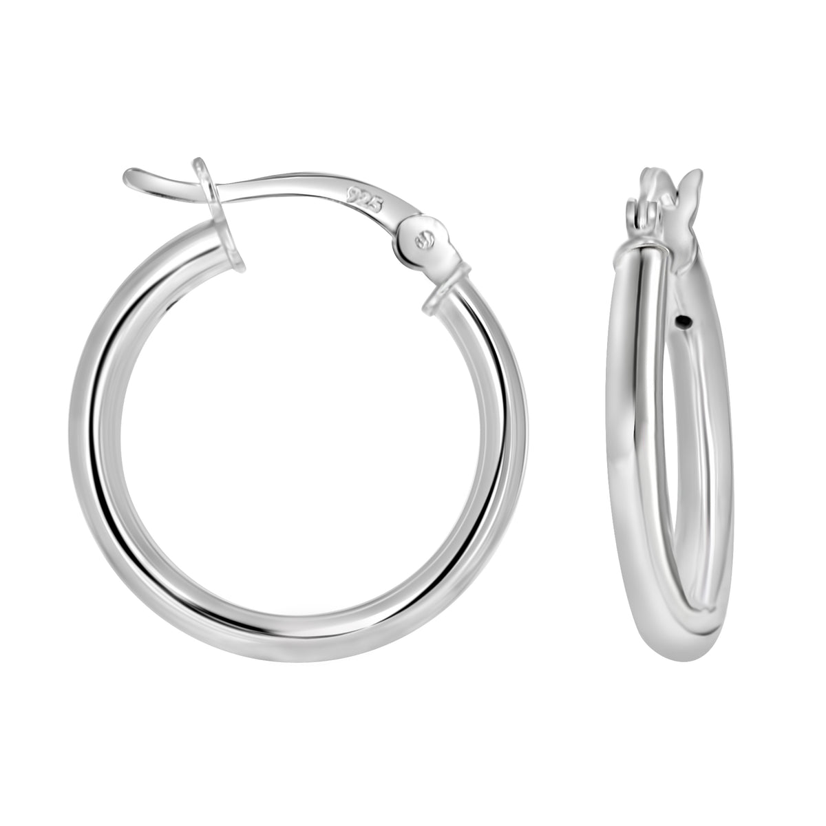 925 Sterling Silver Womens Classic Hoop Earrings 2.5mm