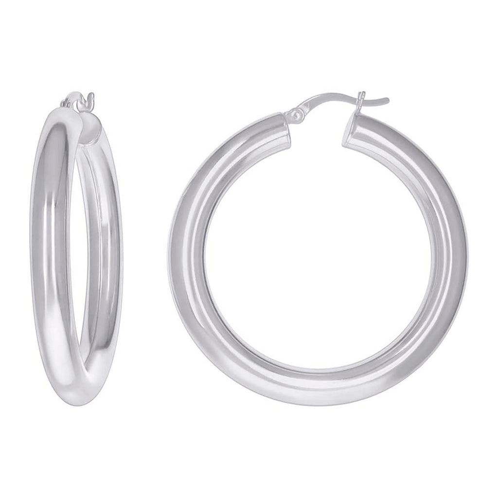925 Sterling Silver Womens Classic Hoop Earrings 5mm