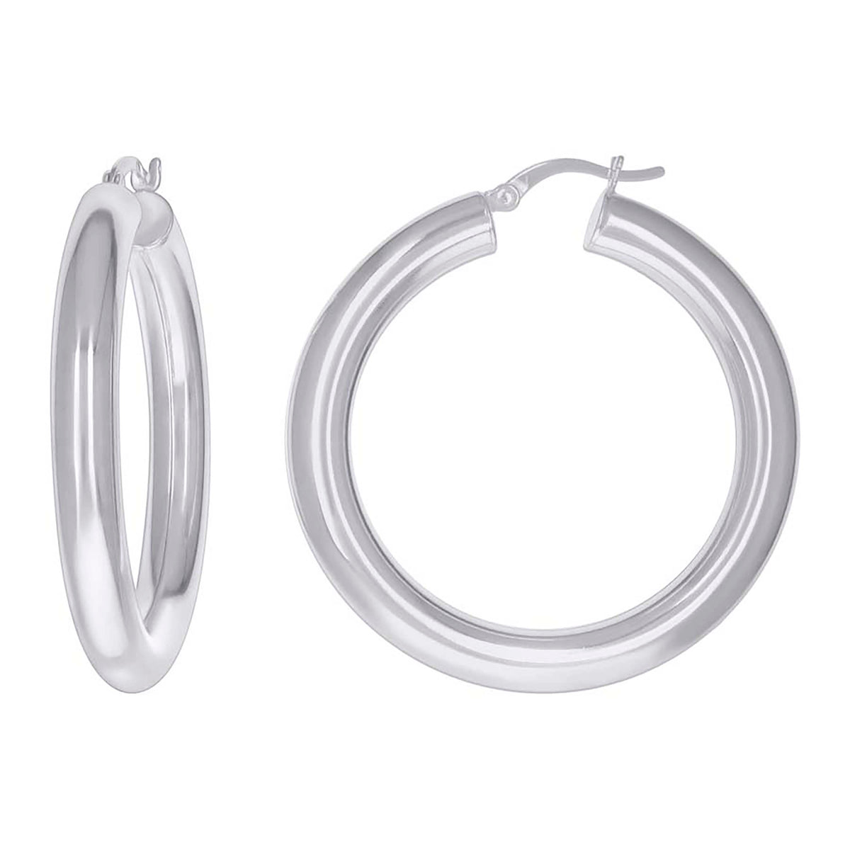 925 Sterling Silver Womens Classic Hoop Earrings 5mm