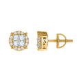 925 Sterling Silver Yellow-tone Unisex Princess-Cut Cubic-Zirconia Fashion Stud Earrings