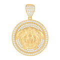 10K Yellow Gold Mens Cubic-Zirconia Medusa Egyptian Fashion Charm Pendant