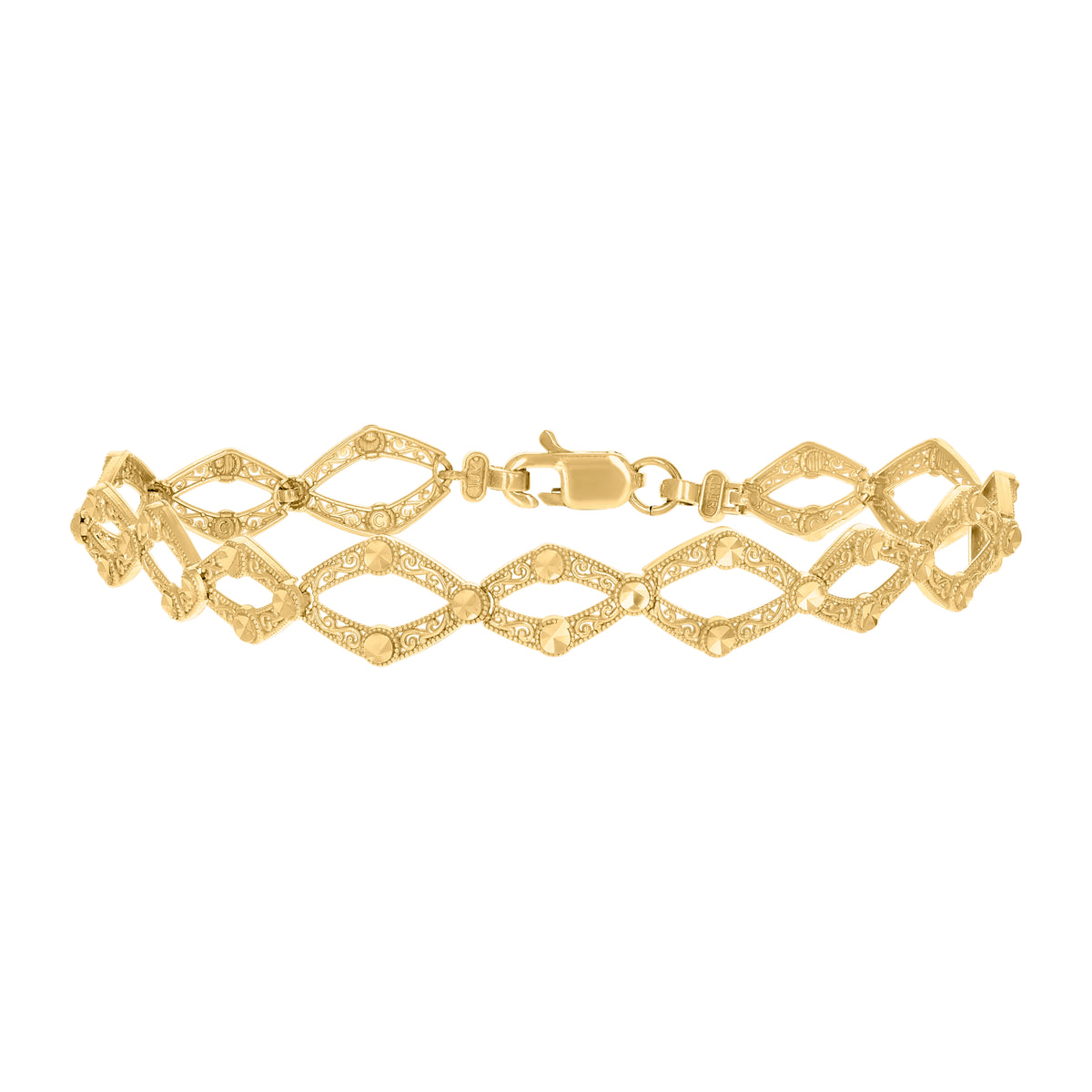 10K Yellow Gold Womens Link Fashion 8" Bracelet