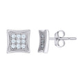 10K White Gold Womens CZ Concave Square Push Back Stud Earrings