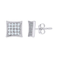 10K White Gold Womens CZ Concave Square Push Back Stud Earrings