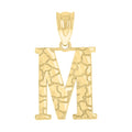 10K Yellow Gold Unisex Nugget Initial M Charm Pendant