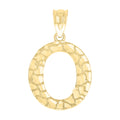 10K Yellow Gold Unisex Nugget Initial O Charm Pendant