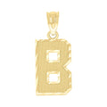 10K Yellow Gold Unisex Textured Initial Letter B Charm Pendant
