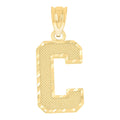 10K Yellow Gold Unisex Textured Initial Letter C Charm Pendant