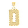10K Yellow Gold Unisex Textured Initial Letter D Charm Pendant