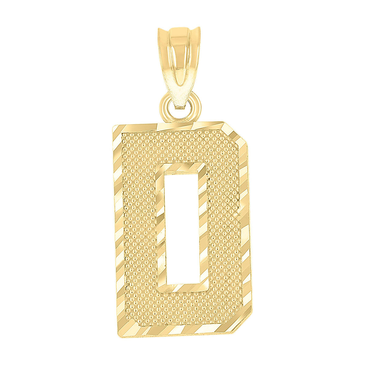 10K Yellow Gold Unisex Textured Initial Letter D Charm Pendant