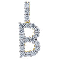 925 Sterling Silver Yellow-Tone Unisex Cz Initial Alphabet B Charm Pendant