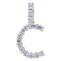 925 Sterling Silver Yellow-Tone Unisex Cz Initial Alphabet C Charm Pendant