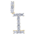 925 Sterling Silver Yellow-Tone Unisex Cz Initial Alphabet I Charm Pendant
