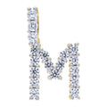 925 Sterling Silver Yellow-Tone Unisex Cz Initial Alphabet M Charm Pendant