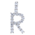 925 Sterling Silver Unisex Cz Initial Alphabet R Charm Pendant