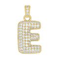 10K Yellow Gold Unisex Cubic Zirconia Bubble Initial Letter E Charm Pendant