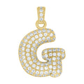 10K Yellow Gold Unisex Cubic Zirconia Bubble Initial Letter G Charm Pendant