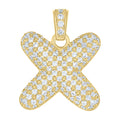 10K Yellow Gold Unisex Cubic Zirconia Bubble Initial Letter X Charm Pendant