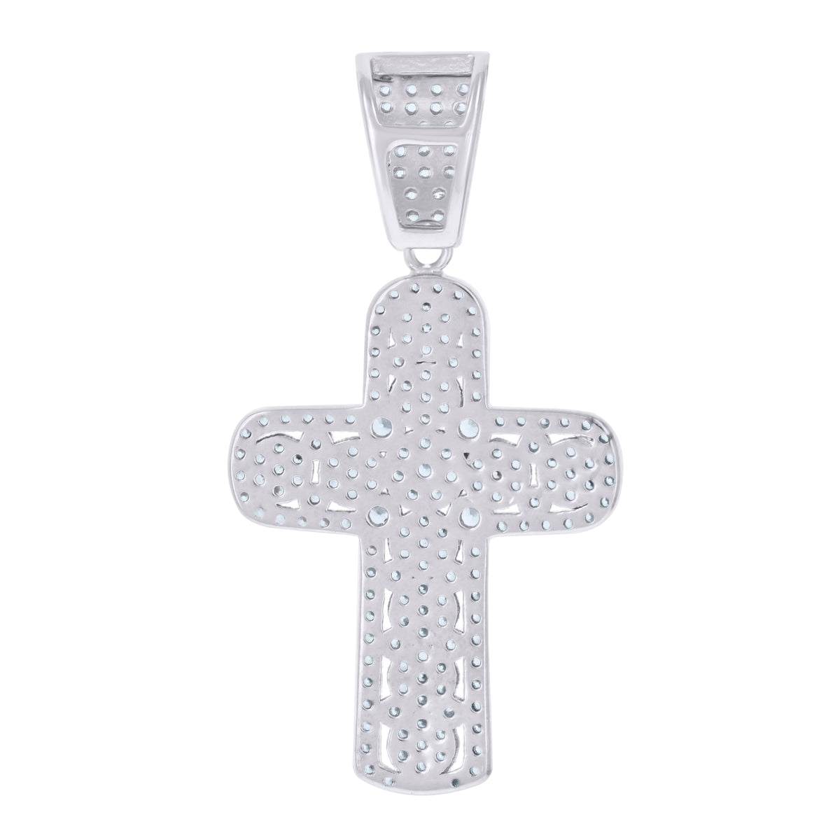 925 Sterling Silver Mens Cubic-Zirconia Cross Religious Charm Pendant