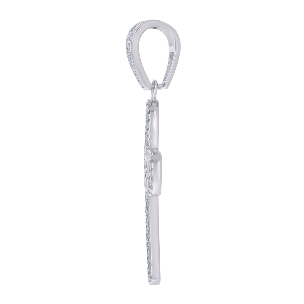 925 Sterling Silver Mens Cubic-Zirconia Cross Religious Charm Pendant