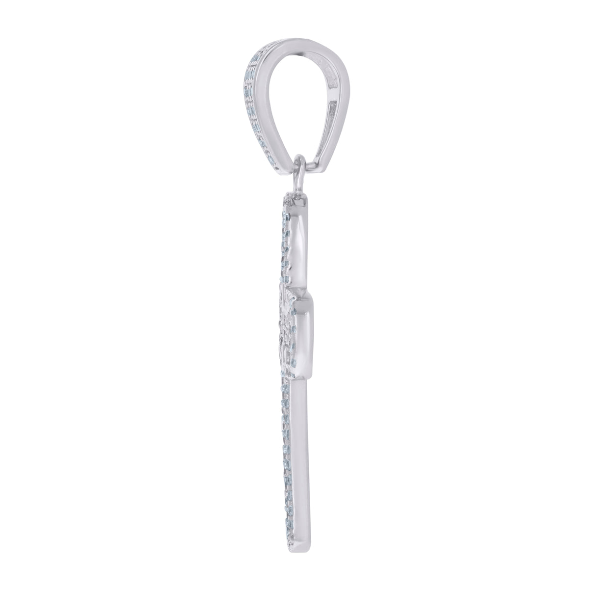 925 Sterling Silver Mens Cubic-Zirconia Cross Religious Charm Pendant