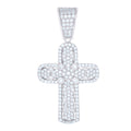 925 Sterling Silver Mens Cubic-Zirconia Cross Religious Charm Pendant