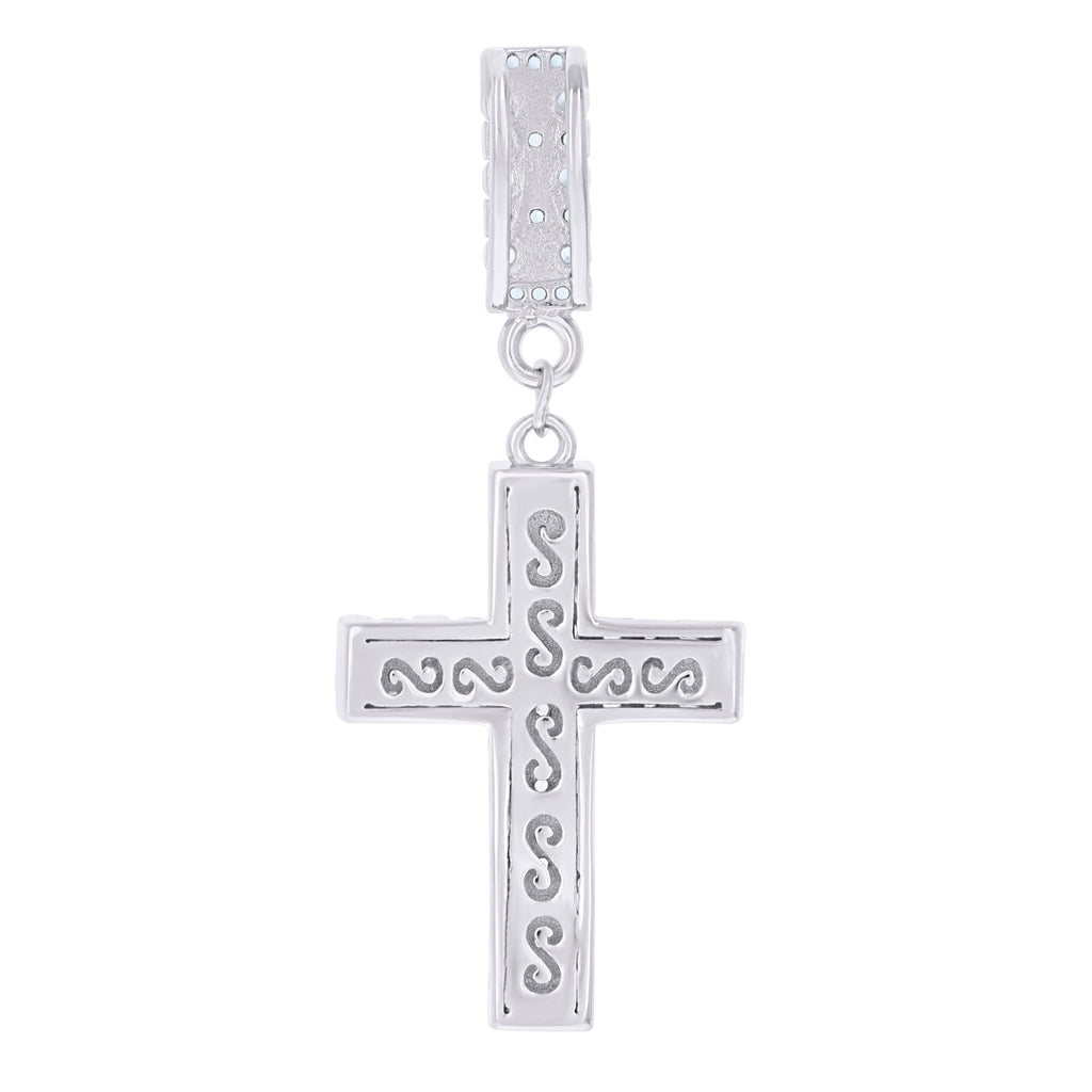 925 Sterling Silver Mens Cubic-Zirconia Cross Religious Charm Pendant