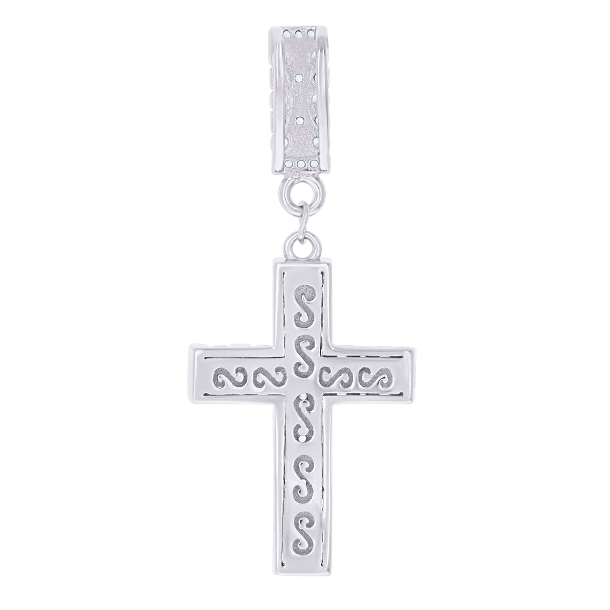 925 Sterling Silver Mens Cubic-Zirconia Cross Religious Charm Pendant