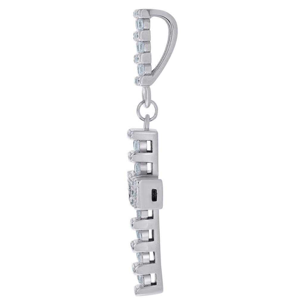 925 Sterling Silver Mens Cubic-Zirconia Cross Religious Charm Pendant