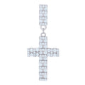 925 Sterling Silver Mens Cubic-Zirconia Cross Religious Charm Pendant